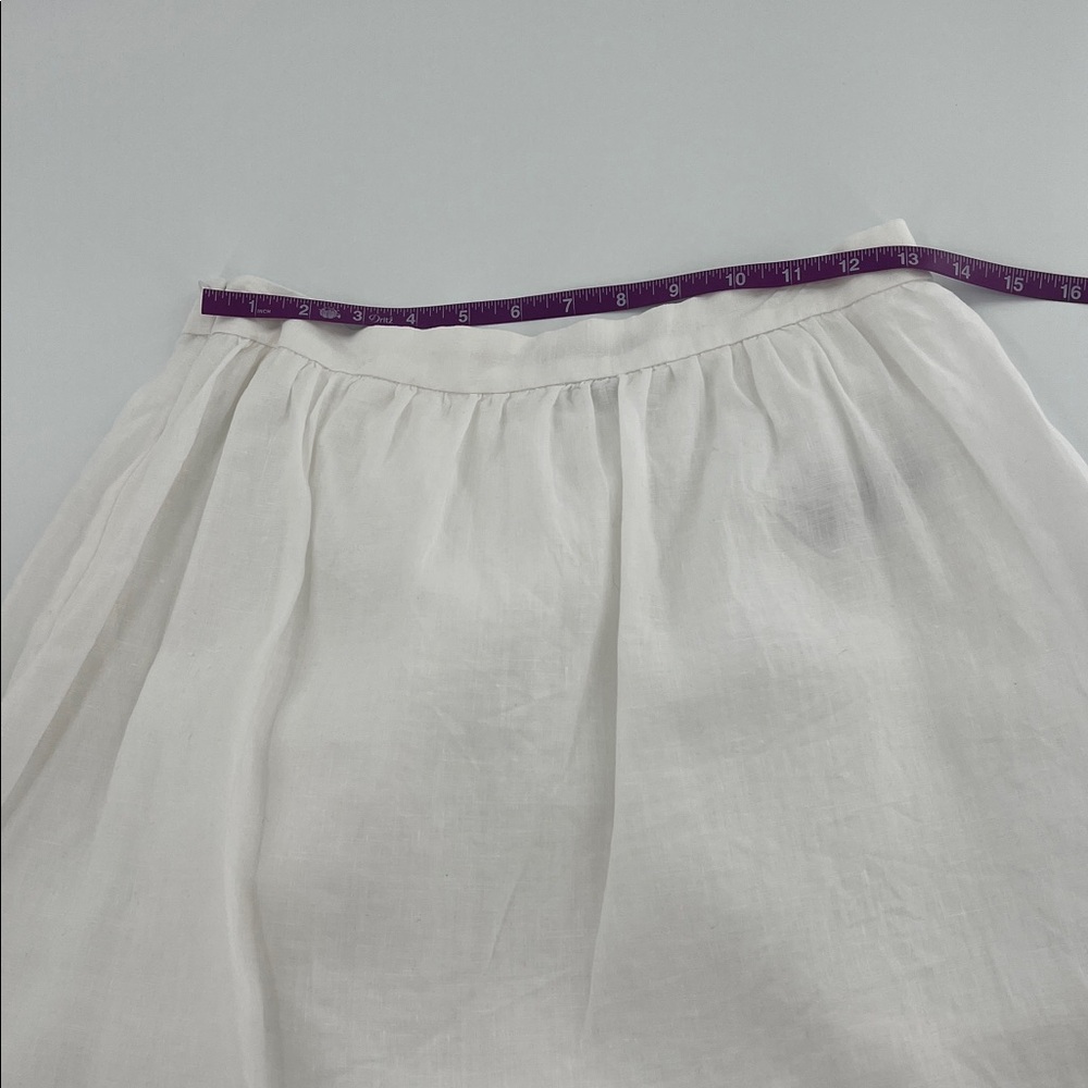 J Crew Linen Ruffle Faux Wrap Skirt White Size 8 resort spring mature vacation - Picture 7 of 11